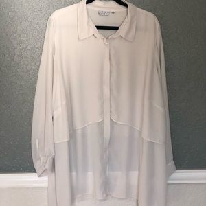 White sheer button down